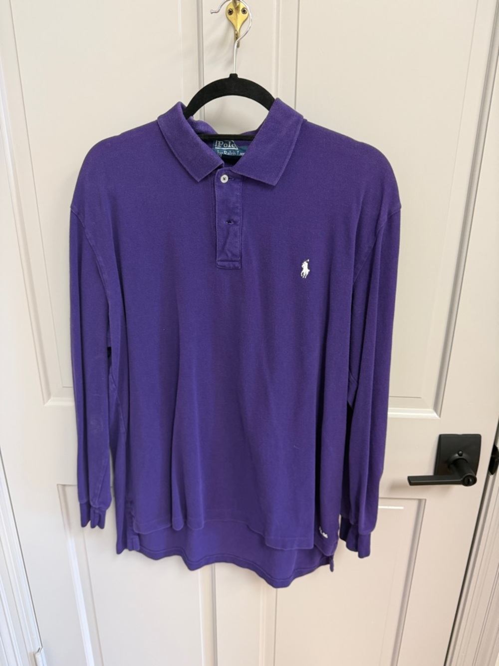 Ralph Lauren Purple Long-Sleeve Polo Shirt with White Pony